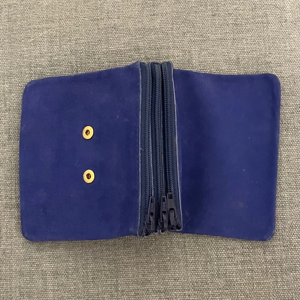 Blue Suede Jewelry Pouch